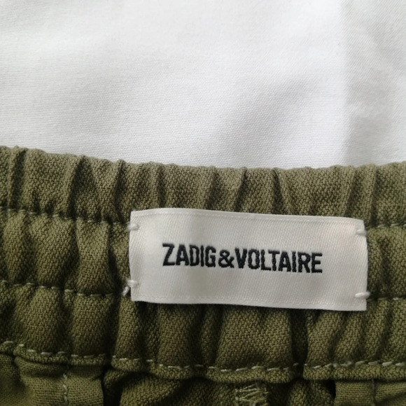 Zadig &  Voltaire Paro Linen Blend Shorts Green with Gold Side Stripe 34 or XS - Picture 12 of 16